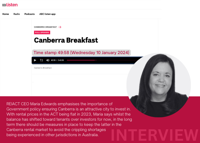 Media interview: Keeping investors in the ACT rental market